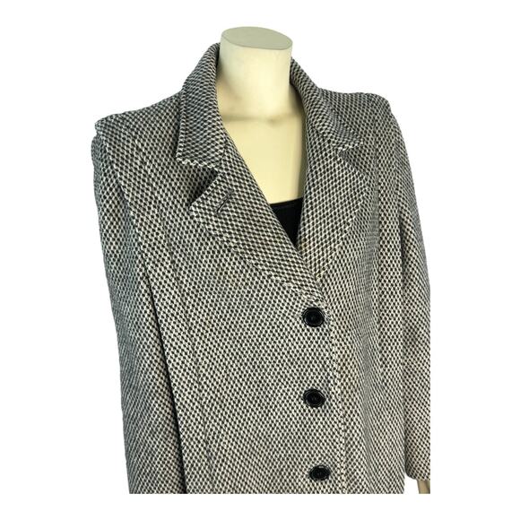 Vintage Herman Kay Herringbone Tweed black & white wool Coat size medium - Picture 13 of 16